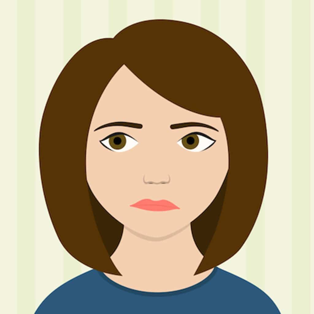 Cartoon picture of a girl smelling a bad heat pump.