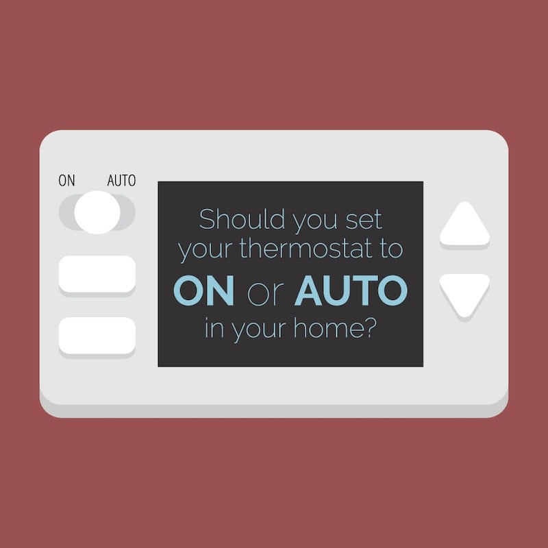 Thermostat displaying on or auto.